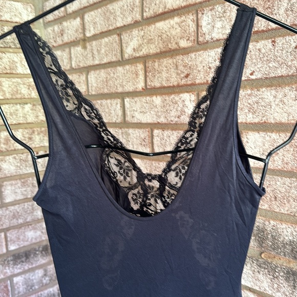 Nos Vintage Olga M Body silk black nylon Full Gown Sweep Oldstock - Picture 8 of 11